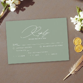 Sage Green White Modern Calligraphy Meal Wedding OSA Kort