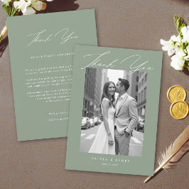 Sage Green White Modern Calligraphy Simple Wedding Tack Kort