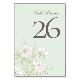 Sage Green White Rose Wedding Bordsnummer