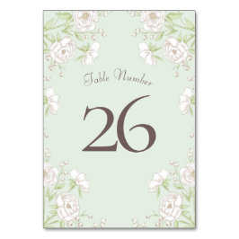 Sage Green White Rose Wedding Bordsnummer
