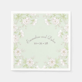 Sage Green White Rose Wedding Pappersservett