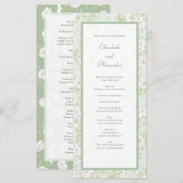 Sage Green White Rose Wedding Programs Meny
