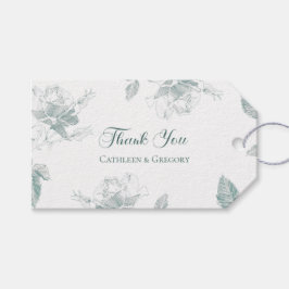 Sage Green White Roses Floral Thank You Wedding Presentetikett