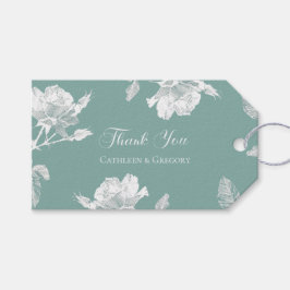 Sage Green White Roses Line Art Thank You Wedding Presentetikett