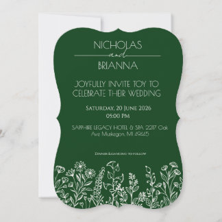 Sage Green Wildflower Bohemian Wedding Inbjudningar