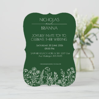 Sage Green Wildflower Bohemian Wedding Inbjudningar