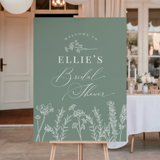 Sage Green Wildflower Bridal Shower Welcome Sign Poster (Skapare uppladdad)