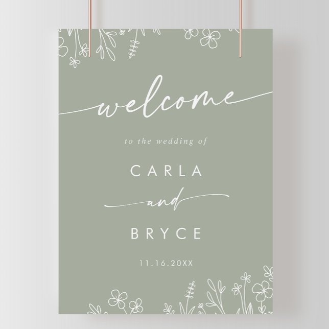 Sage Green Wildflower DIY Wedding Welcome Sign Poster (Skapare uppladdad)