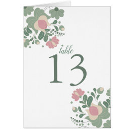 Sage Green Wildflower Folk Wedding Table Card Hälsningskort
