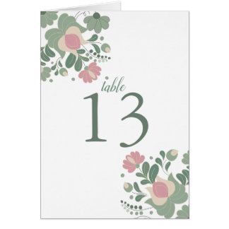 Sage Green Wildflower Folk Wedding Table Card Hälsningskort