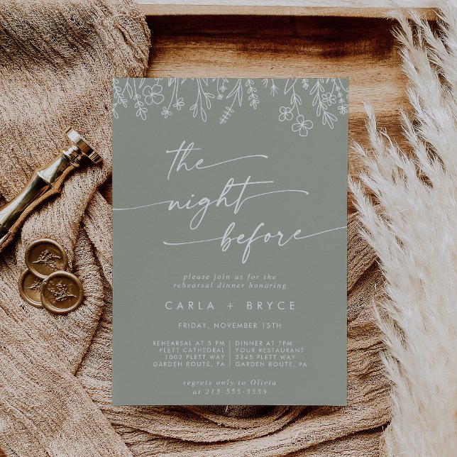 Sage Green Wildflower Rehearsal Dinner Invites Inbjudningar (Skapare uppladdad)