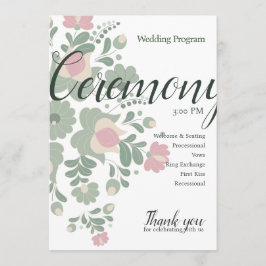 Sage Green Wildflower Wedding Design Flat Program