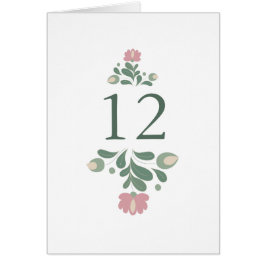 Sage Green Wildflower Wedding Table Number Hälsningskort
