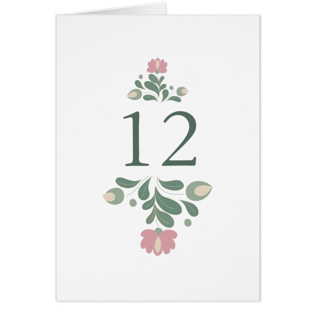 Sage Green Wildflower Wedding Table Number Hälsningskort (Framsidan)