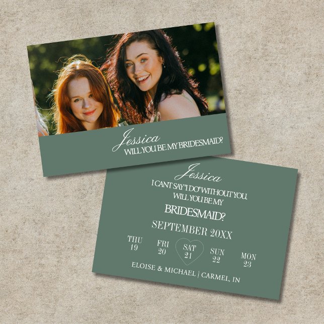 Sage Green Will You Be My Bridesmaid Proposal Card Inbjudningar (Sage Green Will You Be My Bridesmaid Proposal Card)