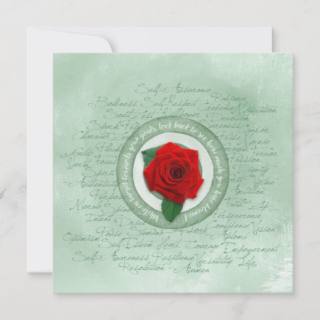 Sage Green with Red Rose Empowerment Quote (Framsida)