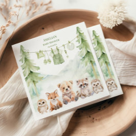 Sage Green Woodland Adventure Awaits Baby Shower Pappersservett
