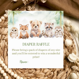 Sage Green Woodland Diaper Raffle Baby Shower Card Tilläggskort