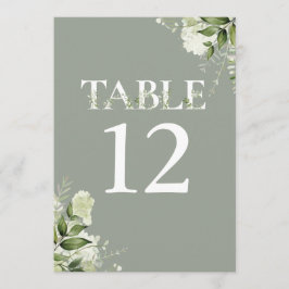 Sage Greenery Blommig Typografi Bordnummer