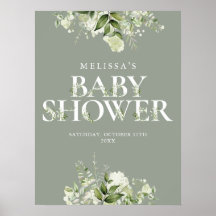 Sage Greenery Blommigt Baby Shower-skylt