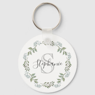 Sage Greenery Botanique Wandeene Monogram Keychain Nyckelring