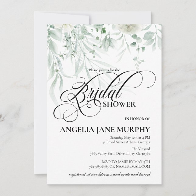 Sage Greenery Bridal Shower Invitation Inbjudningar (Framsida)