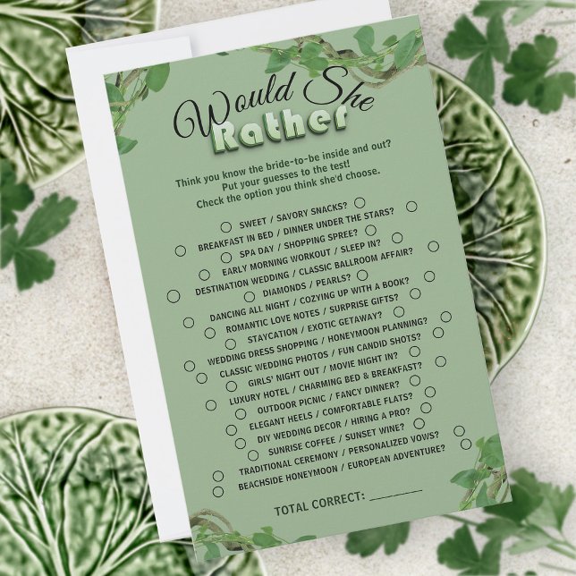 Sage Greenery Bridal Shower Would She Rather Game (Skapare uppladdad)