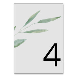 Sage Greenery Bröllop Bordsnummer Cards
