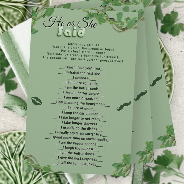 Sage Greenery He Said She Said Bridal Shower Game (Skapare uppladdad)