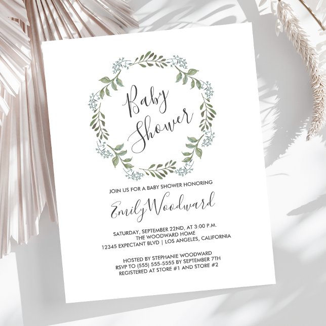 Sage Greenery Krans Baby Shower Inbjudan (Skapare uppladdad)