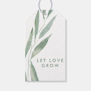Sage Greenery Let Kärlek Grow Märkre, Wedding Favo Presentetikett