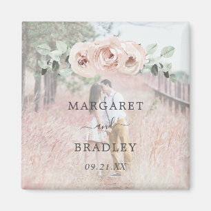 Sage Greenery Rosa Blommigt Dusty Ro Photo Bröllop Magnet