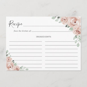 Sage Greenery Rosa Blommigt Dusty Ro Recept Card