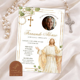 Sage Greenery Rosenkrans Katolsk Jesus Begravnings Inbjudningar