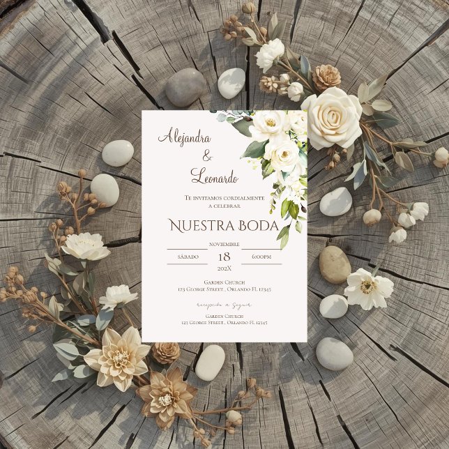 Sage Greenery Spanish Wedding Invitation Inbjudningar (Skapare uppladdad)