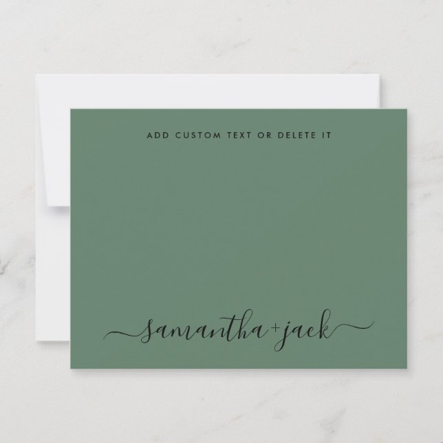 Sage Greenery Stilig Skript Elegant Minimalistisk Anteckningskort (Framsida)