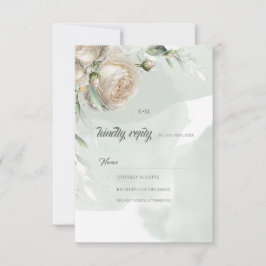 Sage Greenery White Rose Wedding OSA Kort