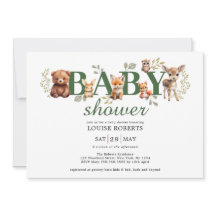 Sage Greenery Woodland Animals Neutralt Baby Showe