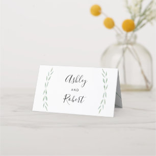 Sage Grey Botanical Place Cards, Bröllop Placeringskort