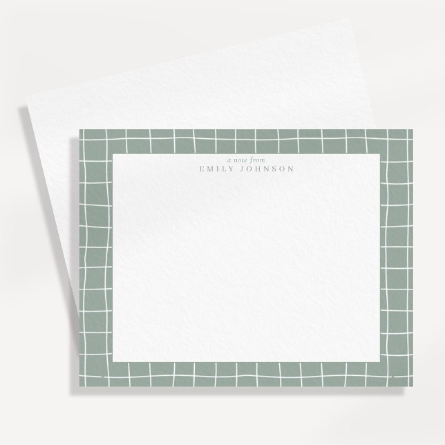 Sage Grid Frame Notkort Inbjudningar (Skapare uppladdad)