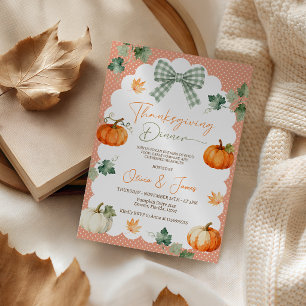 Sage grön bowspräcklig pumpa Thanksgiving-inbjudan Inbjudningar