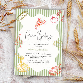 Sage Grön Ciao Baby Italiensk Pizza Baby Shower  Inbjudningar