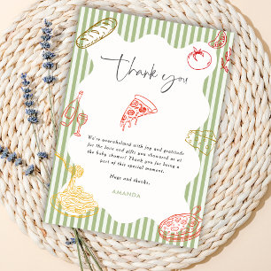 Sage Grön Ciao Baby Italiensk Pizza Baby Shower Inbjudningar