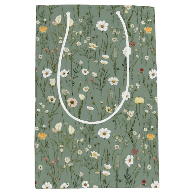 Sage Grön Gul Vita Vildblommor Födelsedag För Henn (Framsidan)