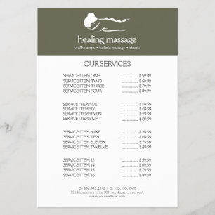 SAGE GRÖN KVINNA STEN MASSAGE Wellness Dag Spa Flygblad