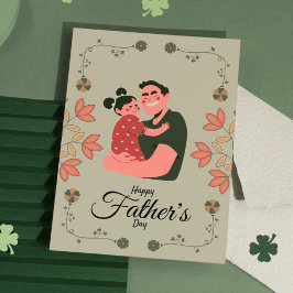 Sage Grön Modern Blommig Glad Pappa - Fars Dag Kort