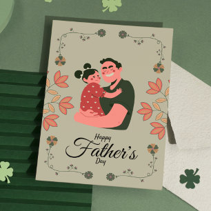 Sage Grön Modern Blommig Glad Pappa - Fars Dag Kort