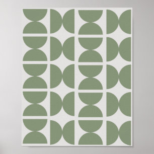Sage grön retro halvmåne 70-tal modern poster