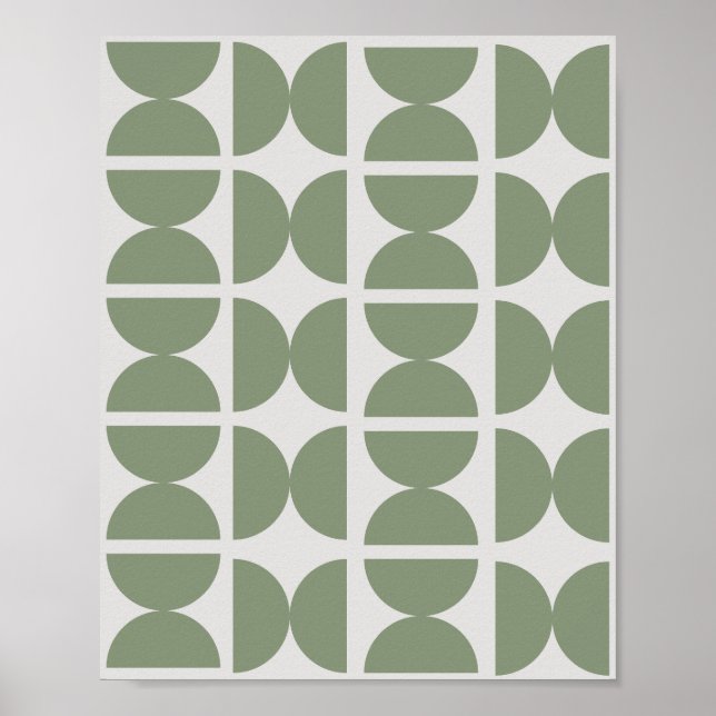 Sage grön retro halvmåne 70-tal modern  poster (Framsidan)