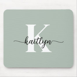 Sage Grön Skript Monogram Musmatta
